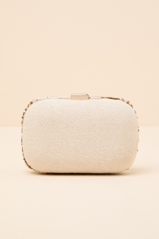 Daffi Gold and Ivory Beaded Clutch - thumbnail 5