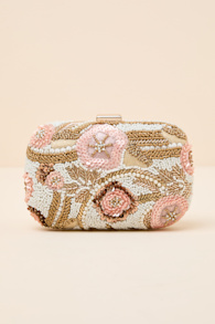 Mataleya White Beaded Sequin Crossbody Clutch 1