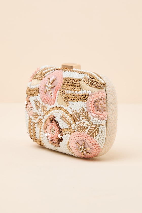 Mataleya White Beaded Sequin Crossbody Clutch - thumbnail 4