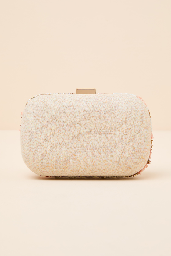 Mataleya White Beaded Sequin Crossbody Clutch - thumbnail 5