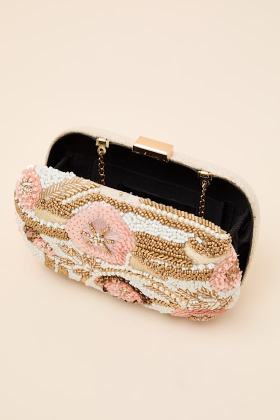 Mataleya White Beaded Sequin Crossbody Clutch - thumbnail 6