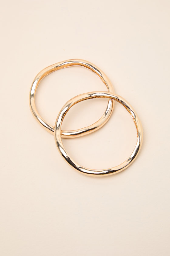 Marla 14KT Gold Wavy Two-Piece Bangle Bracelet Set - thumbnail 4