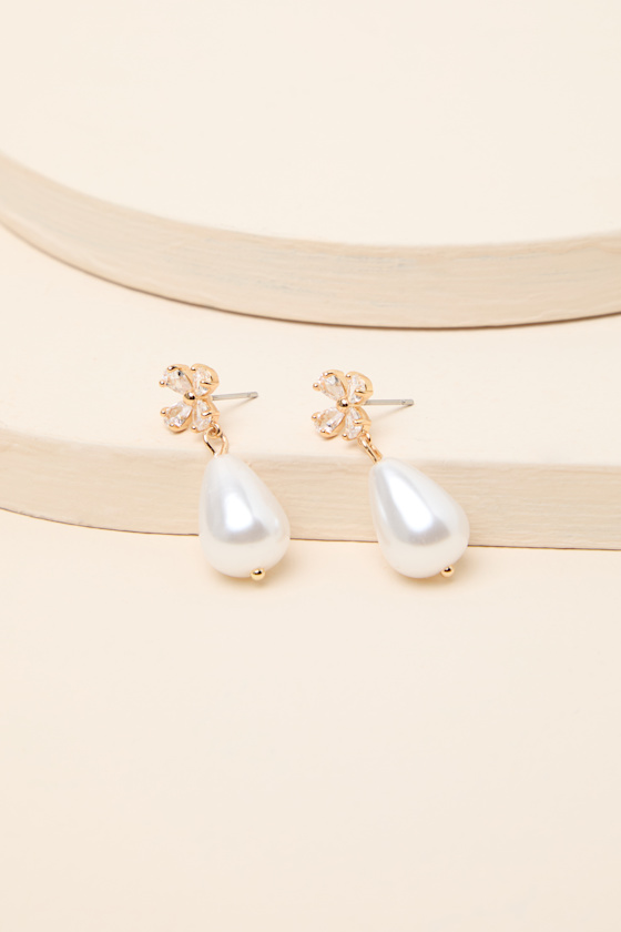 Amanas 14KT Gold Pearl Drop Earrings - thumbnail 3