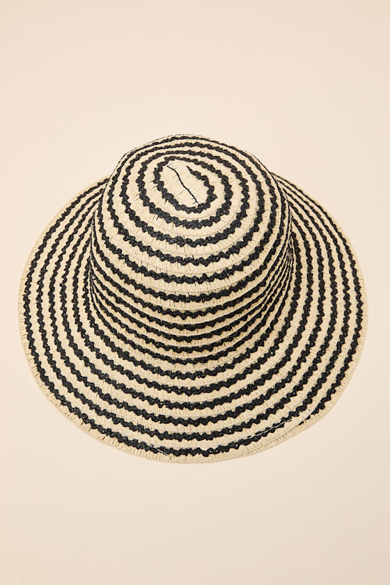 San Clemente Beige Striped Raffia Bucket Hat - thumbnail 5