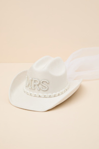 Wife of the Party White Patch Veil Western Hat 1