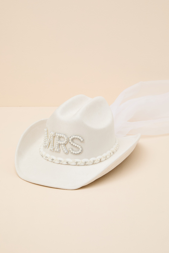 Wife of the Party White Patch Veil Western Hat 1