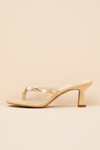 Daksie Light Natural Raffia Kitten Heel Thong Sandals 1