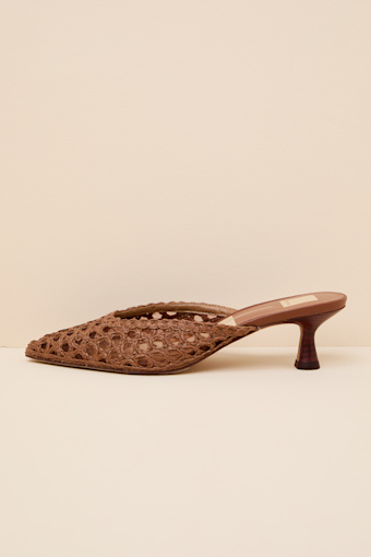 Cleo Loop Brown Raffia Mule Pumps 1