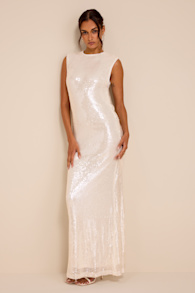 Susie White Sequin Column Wedding Dress 2