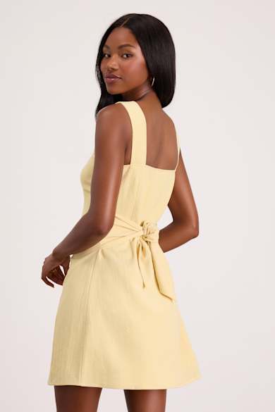 short mustard dress " Mia " Short Ruffle Dress ( Mustard Yellow )