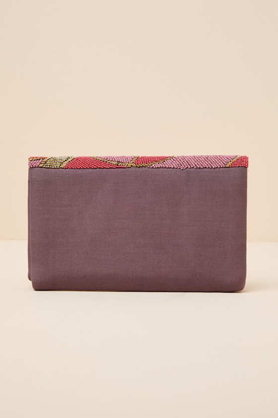 Joyce Pink and Gold Beaded Crossbody Clutch - thumbnail 5