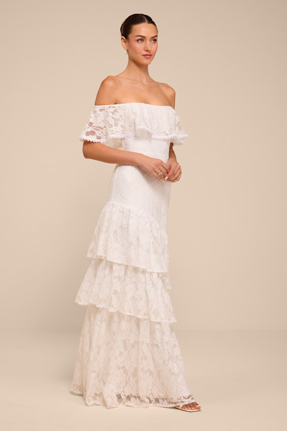 Poet White Lace Tiered Maxi Dress - thumbnail 4