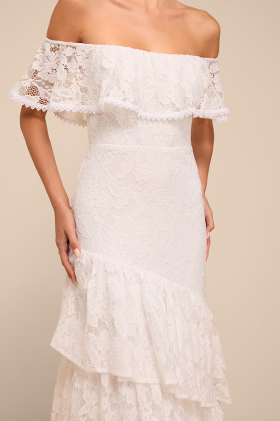 Poet White Lace Tiered Maxi Dress - thumbnail 5