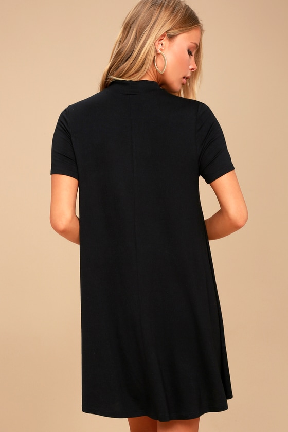 Meant to Be Black Mock Neck Swing Dress