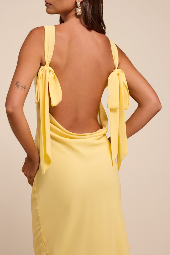 Eudora Light Yellow Cowl Back Maxi Dress - thumbnail 3