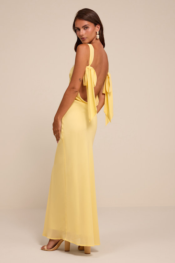 Eudora Light Yellow Cowl Back Maxi Dress - thumbnail 4