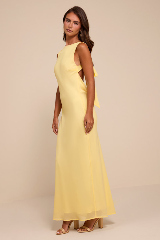 Eudora Light Yellow Cowl Back Maxi Dress - thumbnail 5