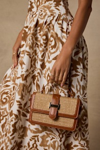 Danella Brown Raffia Crossbody Bag 1