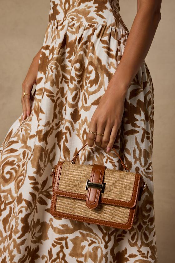 Danella Brown Raffia Crossbody Bag 1