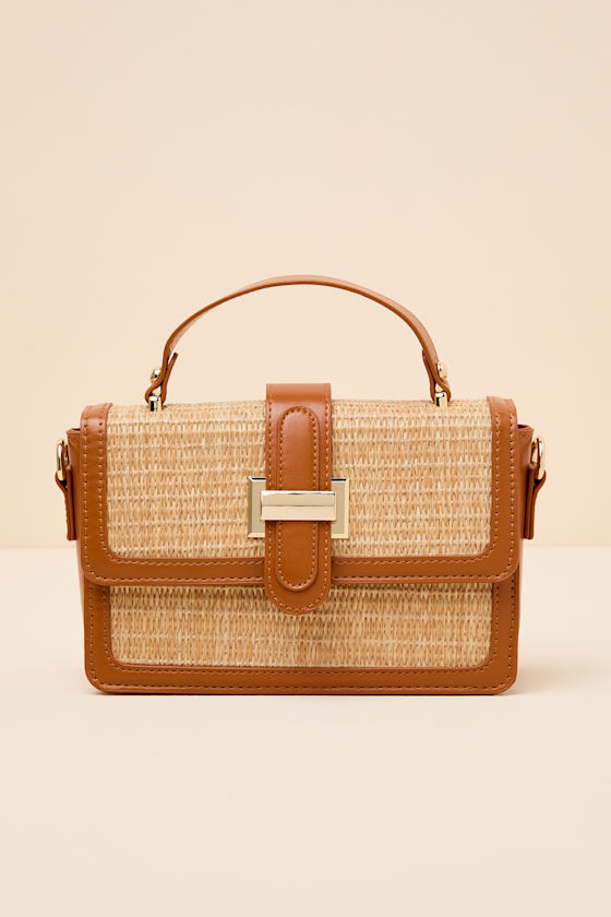 Danella Brown Raffia Crossbody Bag 2