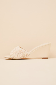Pavlina Ivory Woven Slide Wedge Sandals 1