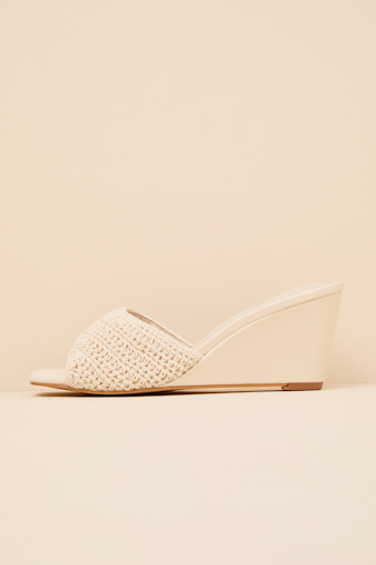 Pavlina Ivory Woven Slide Wedge Sandals 1