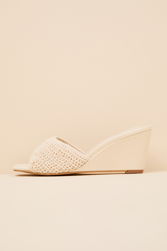 Pavlina Ivory Woven Slide Wedge Sandals 1