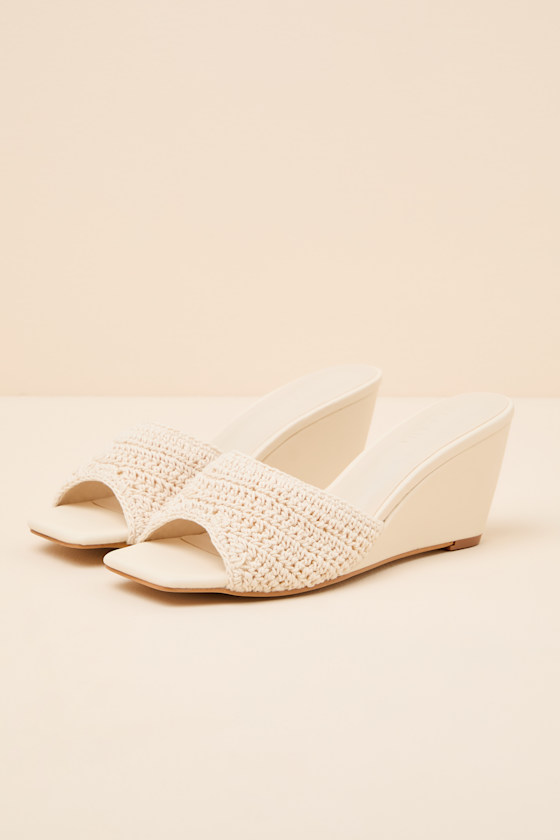 Pavlina Ivory Woven Slide Wedge Sandals - thumbnail 5