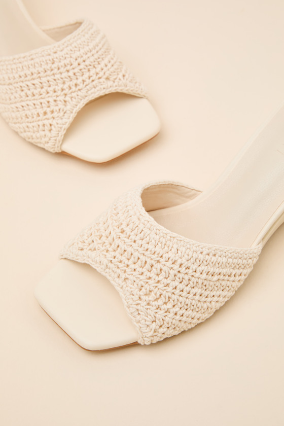 Pavlina Ivory Woven Slide Wedge Sandals - thumbnail 6