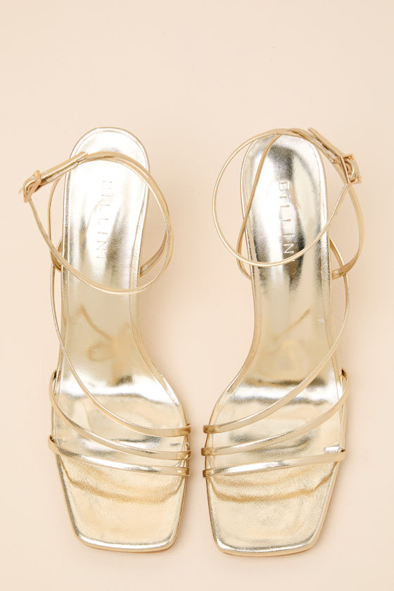 Sylvia Gold Ankle Strap High Heel Sandals - thumbnail 4