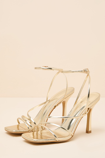 Sylvia Gold Ankle Strap High Heel Sandals 3