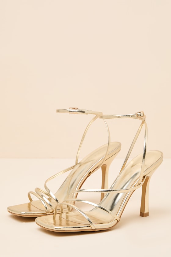 Sylvia Gold Ankle Strap High Heel Sandals 3
