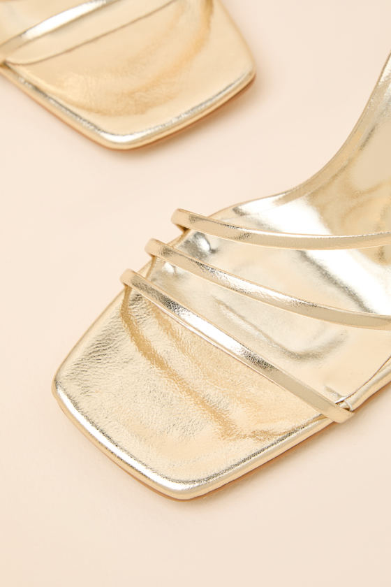 Sylvia Gold Ankle Strap High Heel Sandals - thumbnail 6
