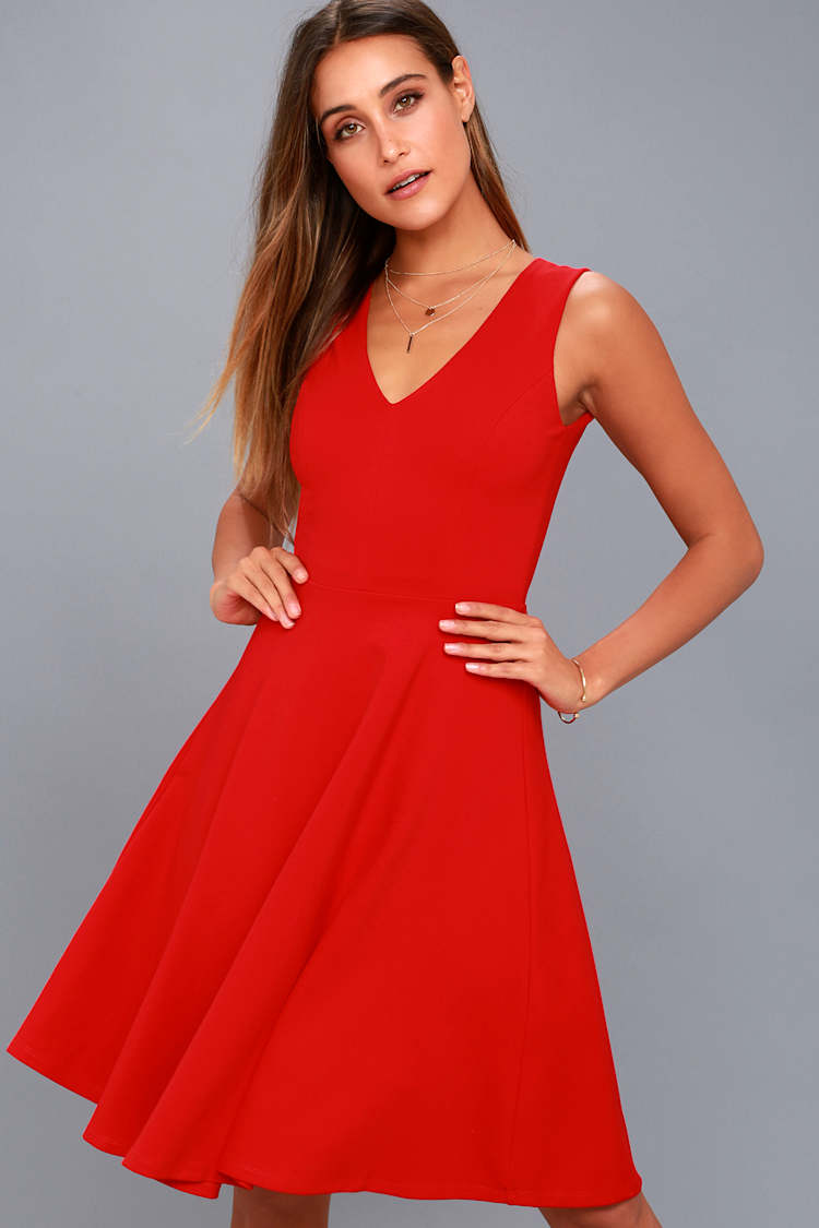 Chic Red Dress - Midi Dress - Skater Dress - Sleeveless Dres - Lulus Chic Red Dress - Midi Dress - Skater Dress - Sleeveless Dres - Lulus
