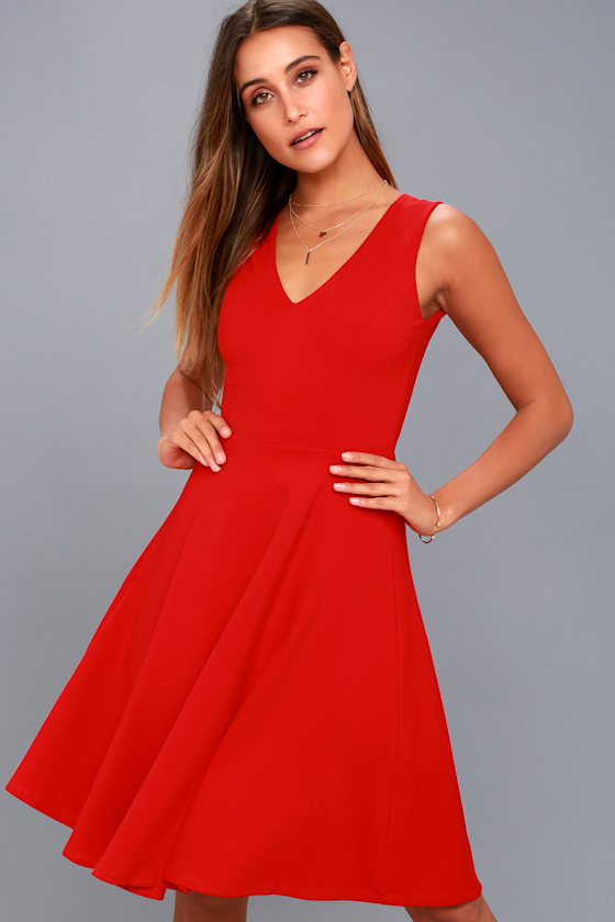 Hello World Red Midi Dress 6