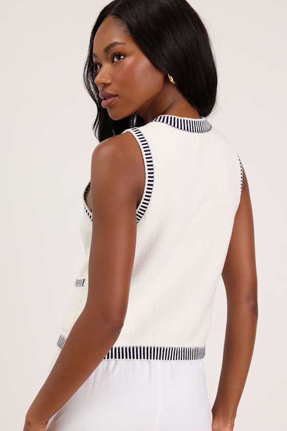Rennie Ivory Striped Button-Front Sweater Top 2