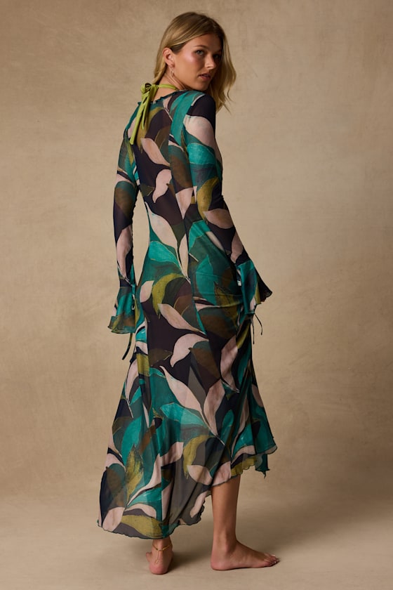 Nonah Teal Multi Mesh Maxi Swim Cover-Up 2
