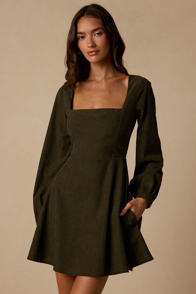 olive green corduroy dress Lulus | Daily Affection Mini With Pockets | Womens | X-Small (Available in XXS, S, M, L, XL) Outfits