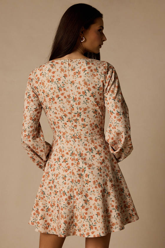 Daily Affection Cream Floral Corduroy Mini Dress With Pockets 3