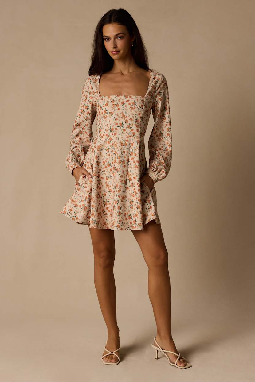 cream cord dress White Daily Affection Floral Corduroy Mini With Pockets | Womens | X-Large (Available in XXS, XS, S, M, L) | 100% Polyester Dress avara Select Your Size:(K3113-L) Large Rafferiza Ladies' Plain And Seamed bodice falls to NA-04.27.26AM