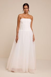 Dulce White Tulle Bustier Wedding Dress 1