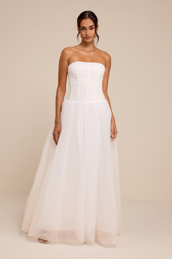 Dulce White Tulle Bustier Wedding Dress 1