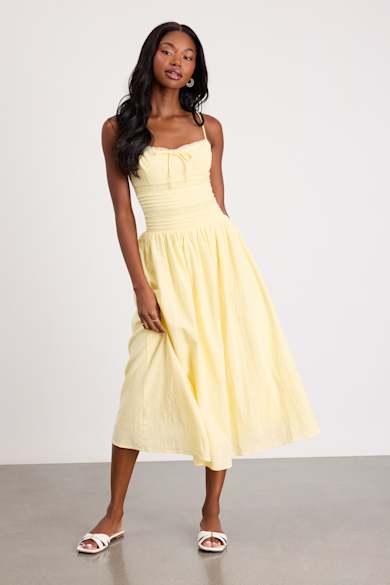 slim fit dress slacks Chic Butter Yellow Mini Dress for Women main image 1