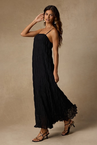 Louisiana Black Sheer Smocked Maxi Swim Cover-Up 4