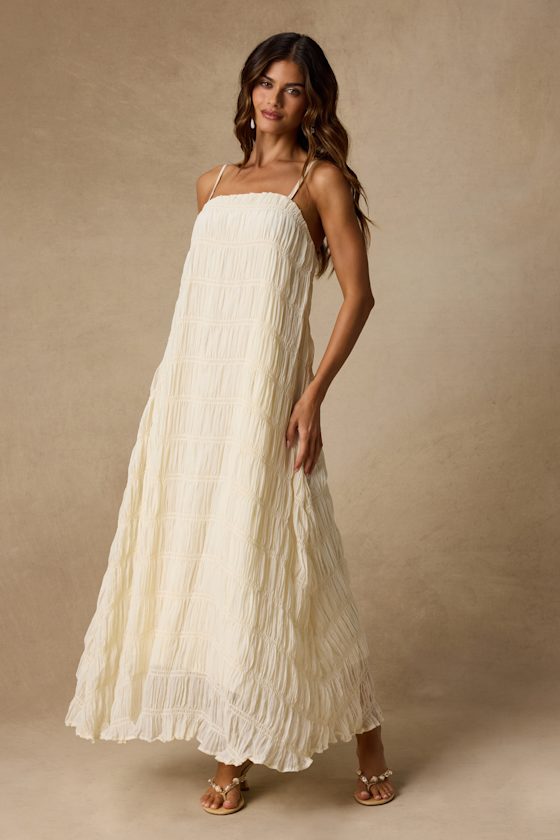 Louisiana Ivory Smocked Shift Maxi Dress 1