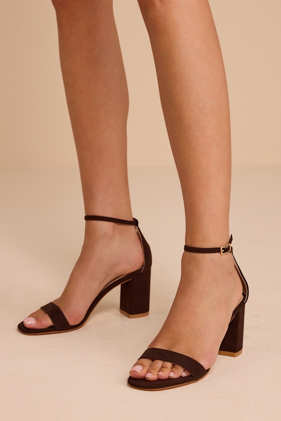 Arylee Deep Chocolate Suede Ankle Strap Heels - thumbnail 3