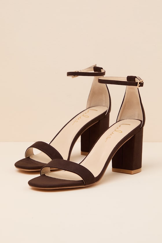 Arylee Deep Chocolate Suede Ankle Strap Heels - thumbnail 5
