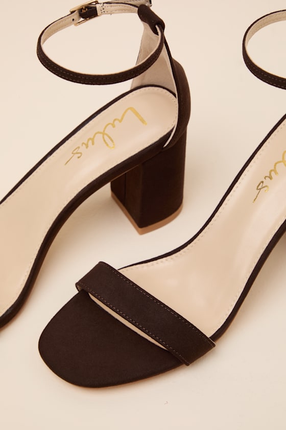 Arylee Deep Chocolate Suede Ankle Strap Heels - thumbnail 6