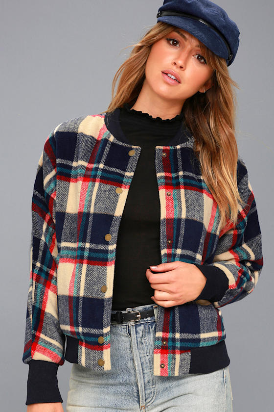 Trendy Bomber Jacket Plaid Bomber Jacket Flannel Bomber Lulus