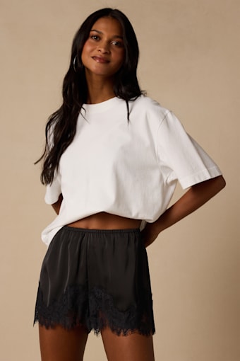 Jana Black Satin Lace Shorts 1